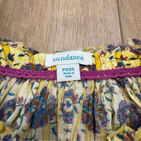🌟SUNDANCE🌟BOHO PRINTED BORDER PRINT PEASANT BLOUSE YELLOW SZ XXS P - Picture 3 of 10